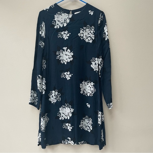 Samsoe & Samsoe Marice Blue Long Sleeve Floral Print Chiffon Dress Size S - Picture 3 of 8